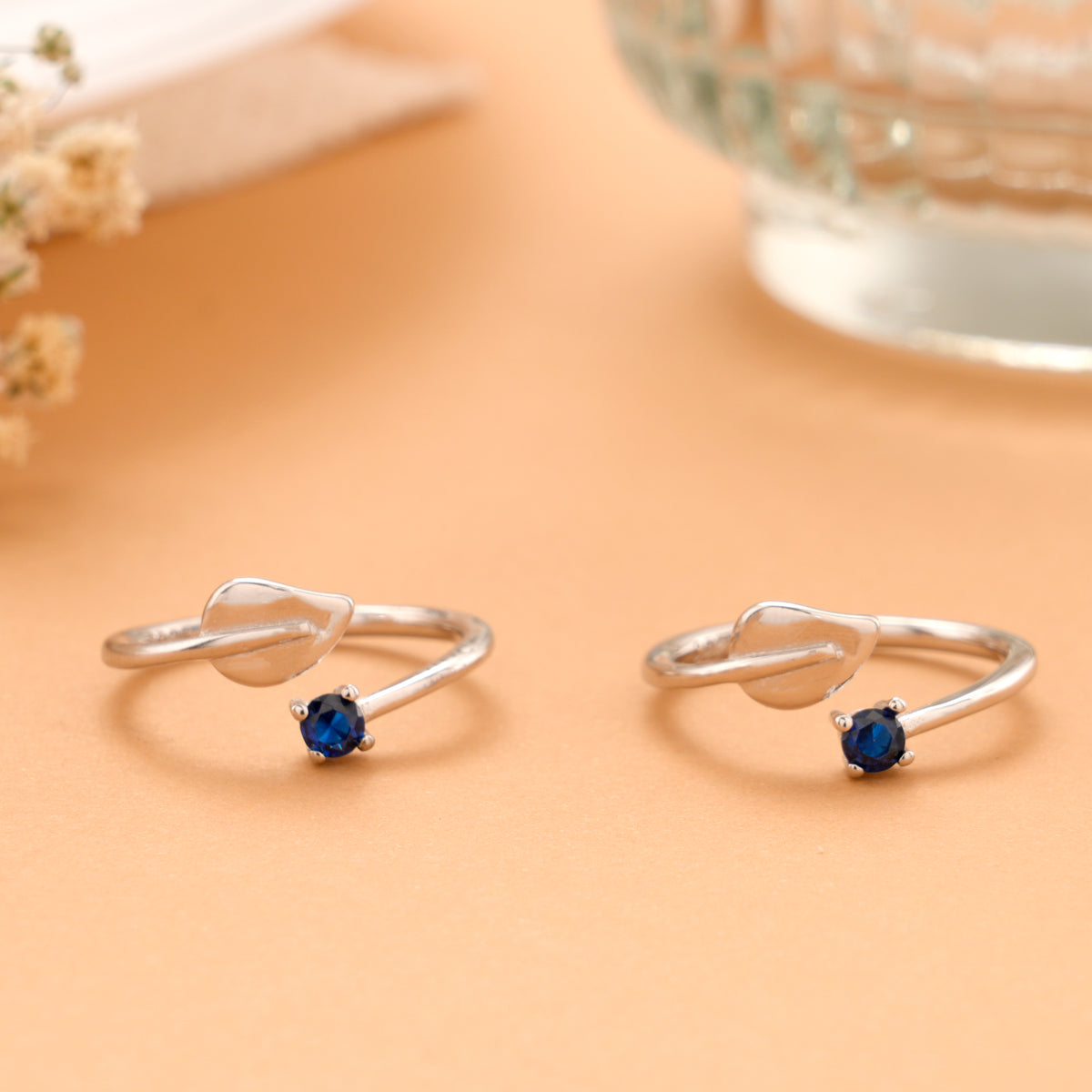 Sapphire Leaf Whisper Silver Toe Ring