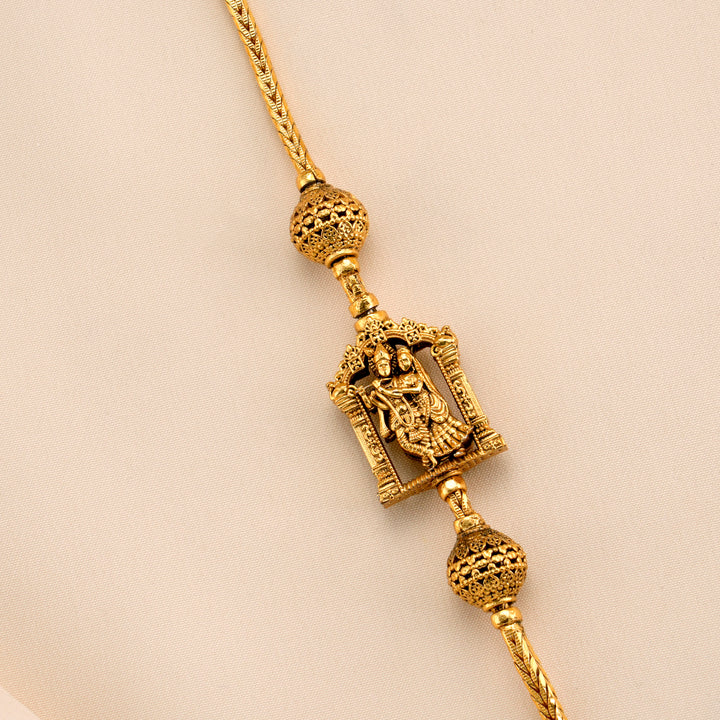 Golden Bead Radha Krishna Mugappu Chain