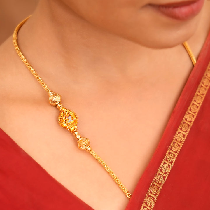 Divine Golden Finish Lakshmi Mugappu Chain