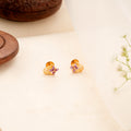 Minimalist Enamel Floral Design Golden Stud
