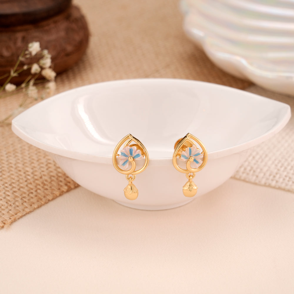 Lotus Leaf Design Golden Drop Stud