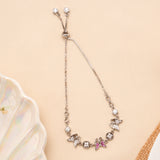 pink with white Heart blossom Silver Bracelet