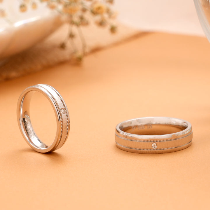 Slim & Sleek Single Stone Silver Couple Rings