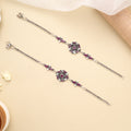 Ruby Blossom Circle Antique Silver Anklet