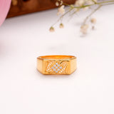 Elegant White Stone Casting Golden Ring