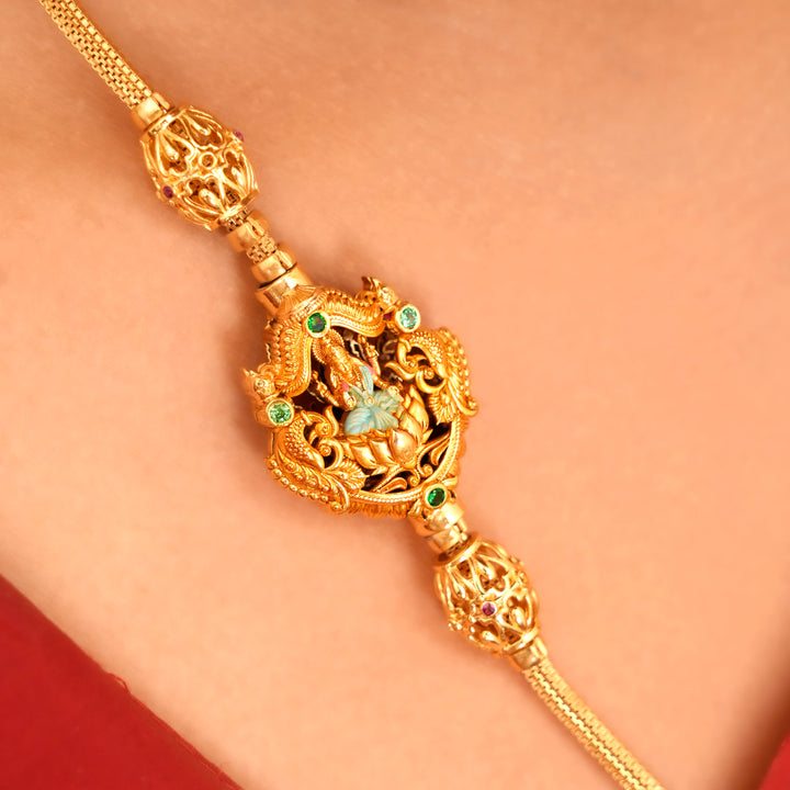 Lakshmi Peacock Design Silver Mugappu Chain