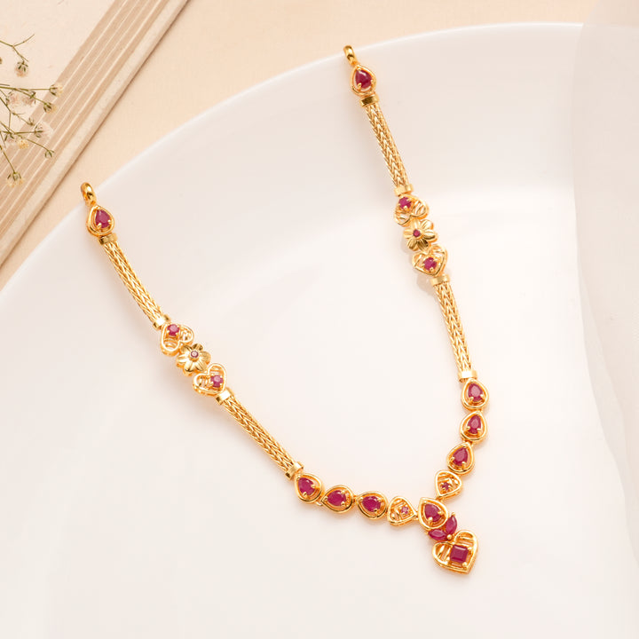 Ruby Heart Bridal Necklace Set