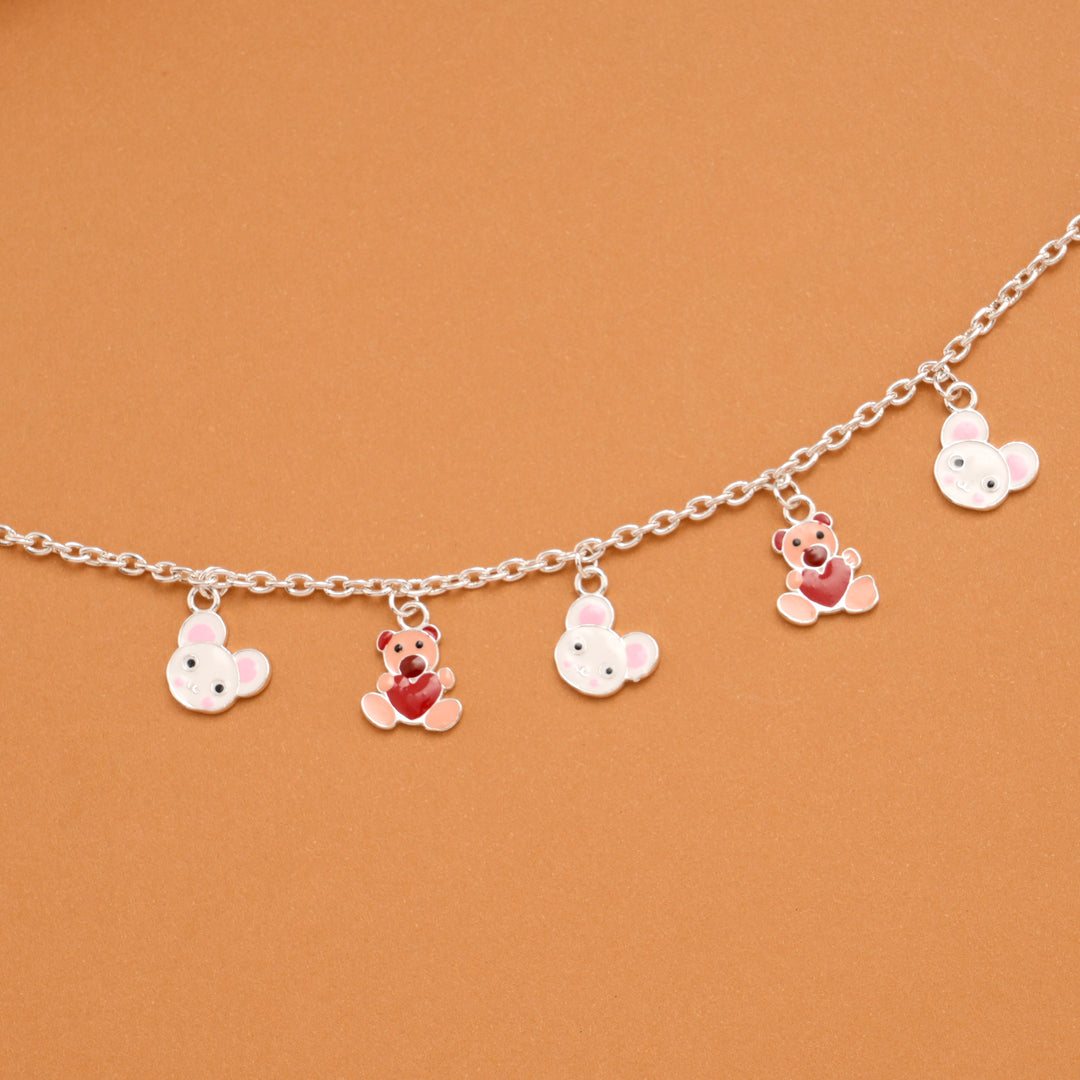 Teddy Bear and Mouse Silver Baby Bracelet