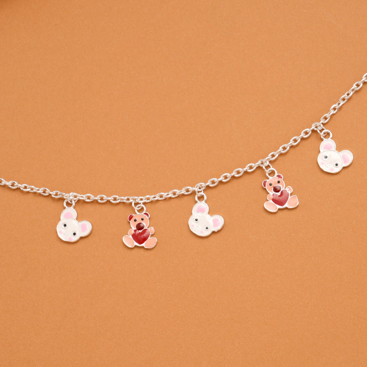 Teddy Bear and Mouse Silver Baby Bracelet