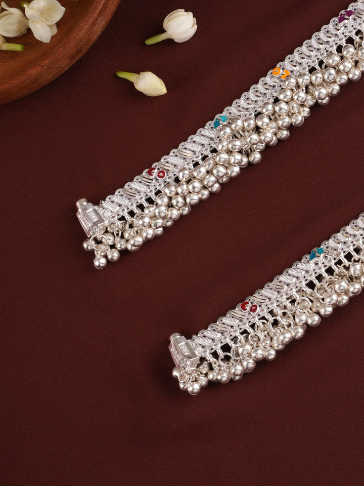 Traditional Simple Bridal Ghungroo Silver Anklet