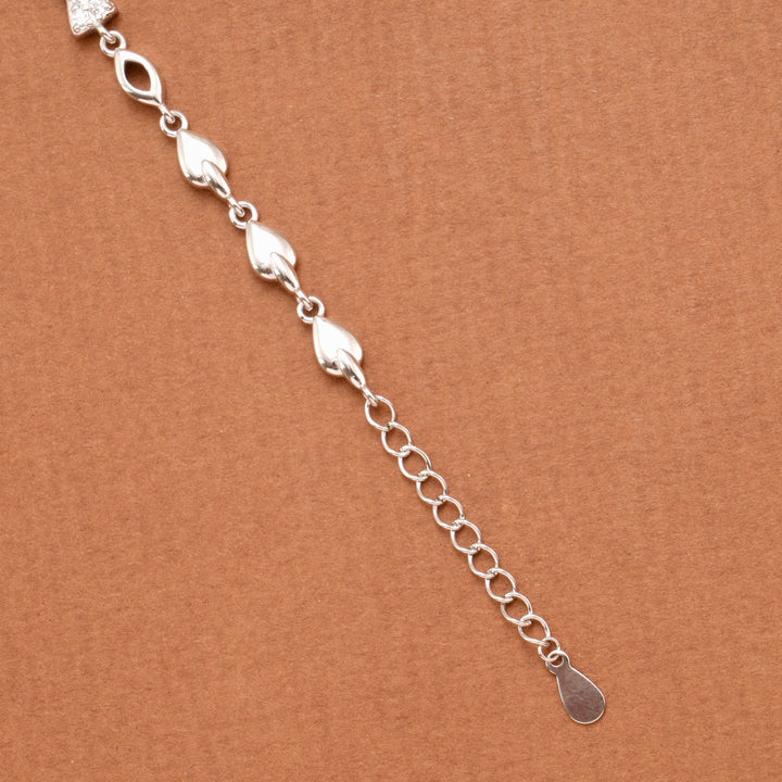 Elegant Bow Design Stone Silver Women’s Bracelet
