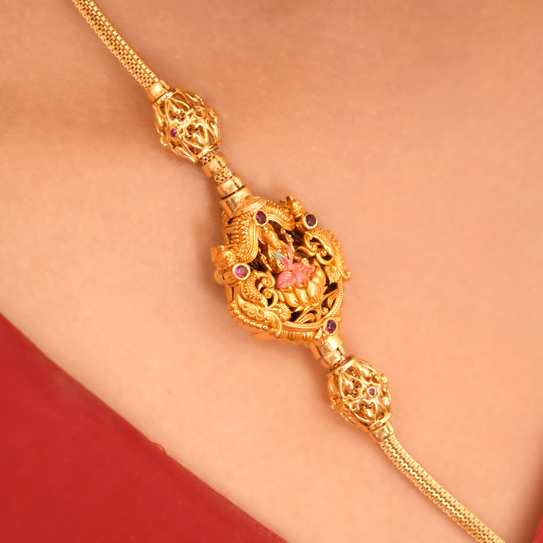 Lakshmi Peacock Design Silver Mugappu Chain