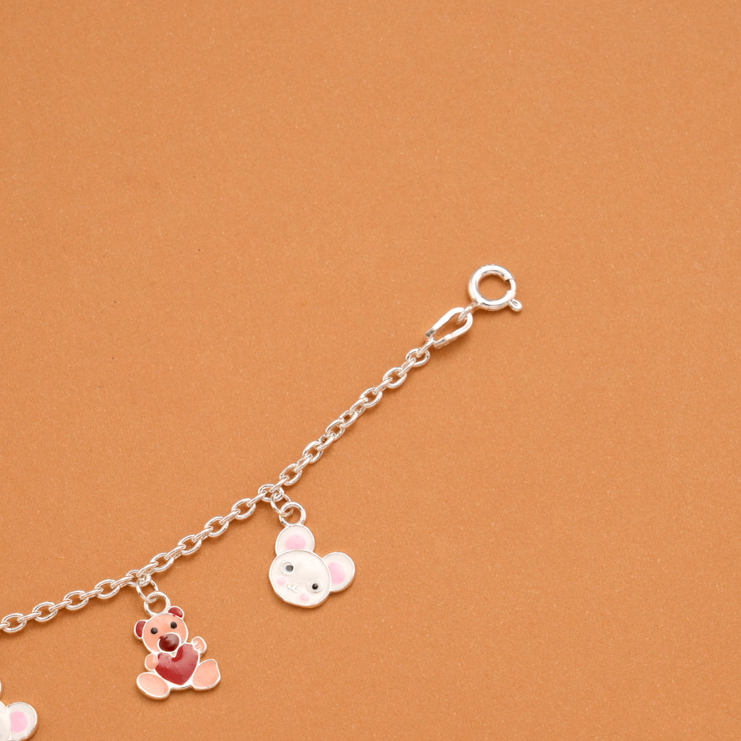 Teddy Bear and Mouse Silver Baby Bracelet