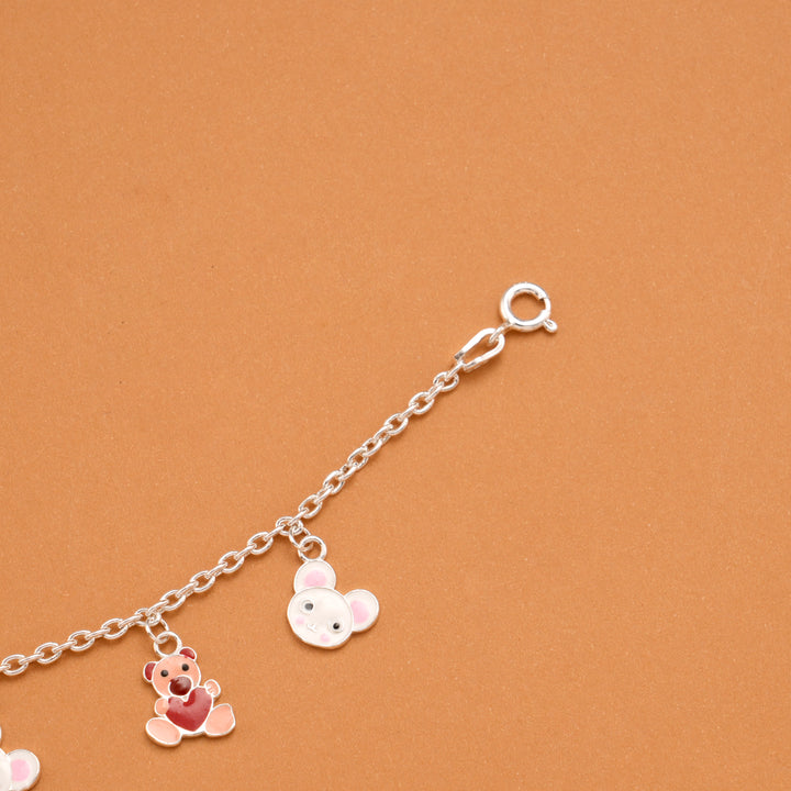 Teddy Bear and Mouse Silver Baby Bracelet