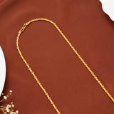 Twisted Link Rope with Wheat Design Gold Chain