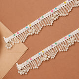 Elegant Enamel Chain Drops Silver Anklet
