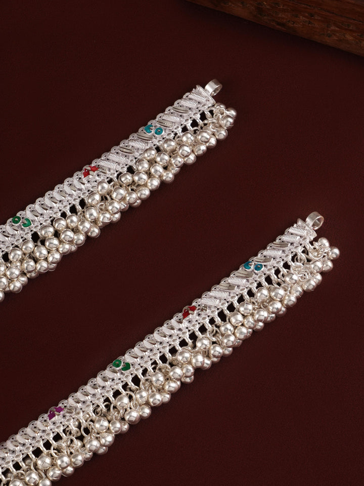Traditional Simple Bridal Ghungroo Silver Anklet