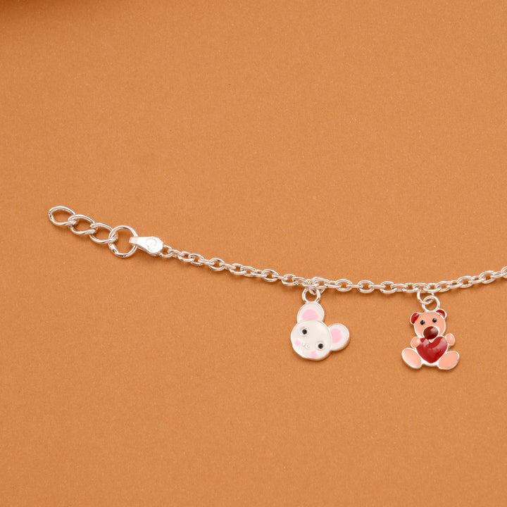 Teddy Bear and Mouse Silver Baby Bracelet