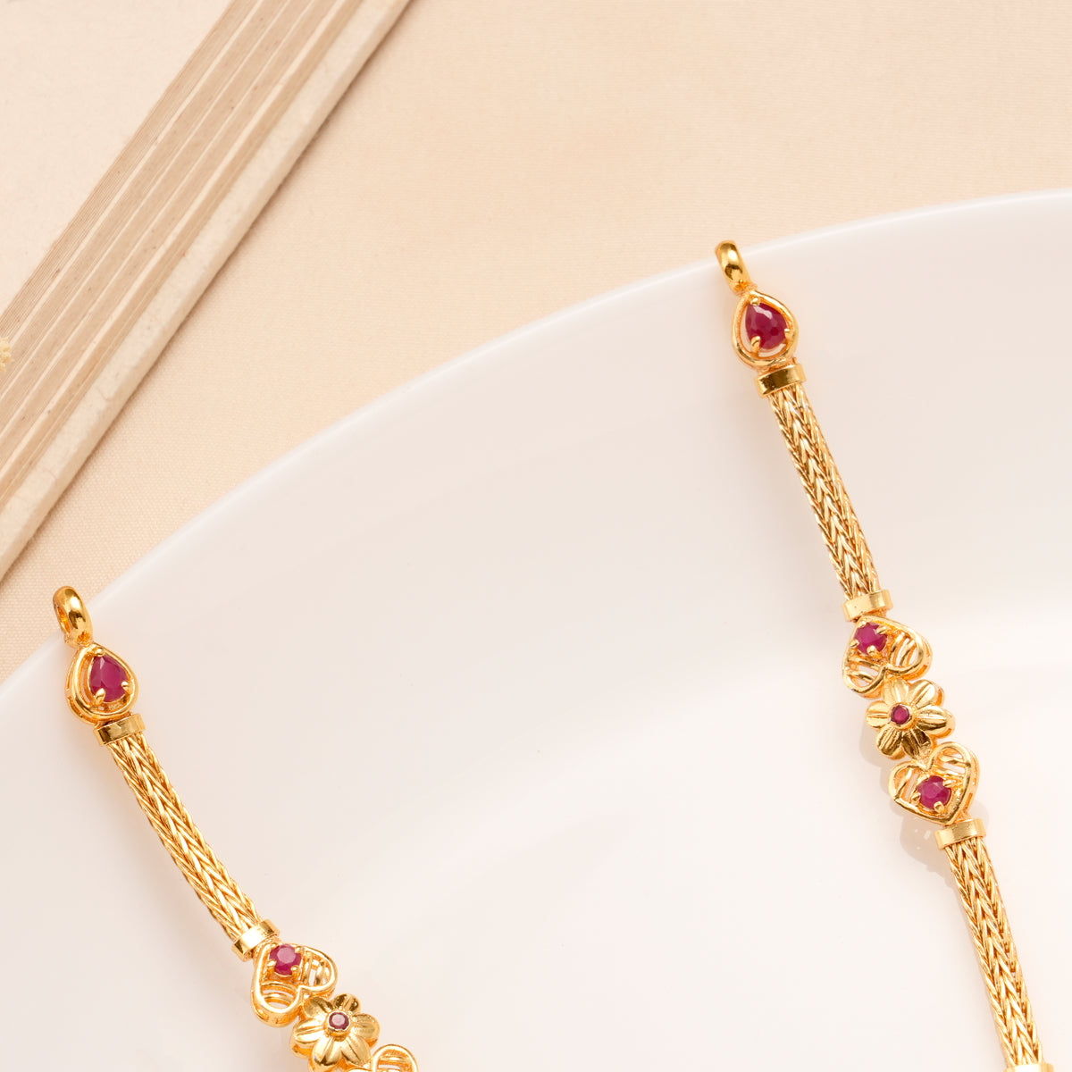 Ruby Heart Bridal Necklace Set