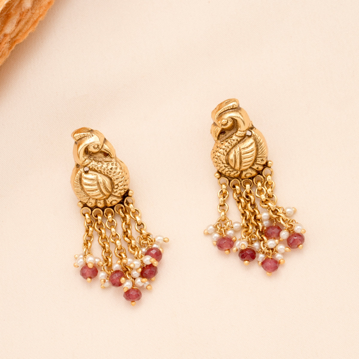 Antique Padma Lakshmi Pearl Drops Golden Necklace Set