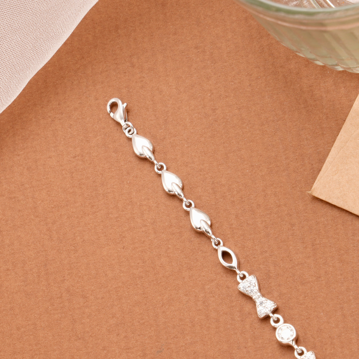 Elegant Bow Design Stone Silver Women’s Bracelet
