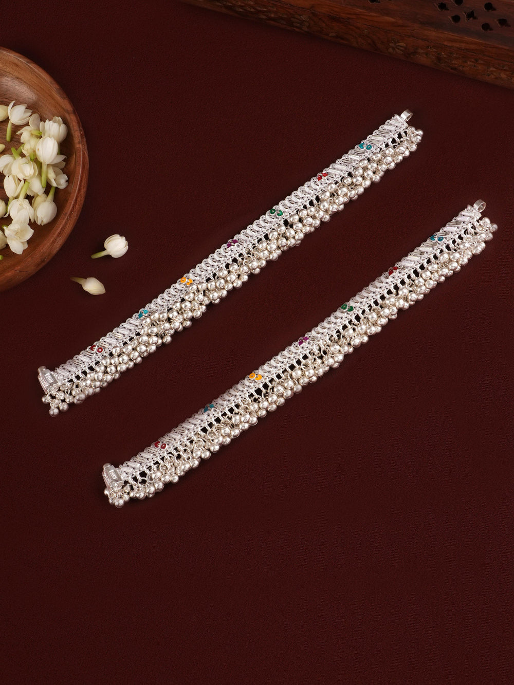 Traditional Simple Bridal Ghungroo Silver Anklet