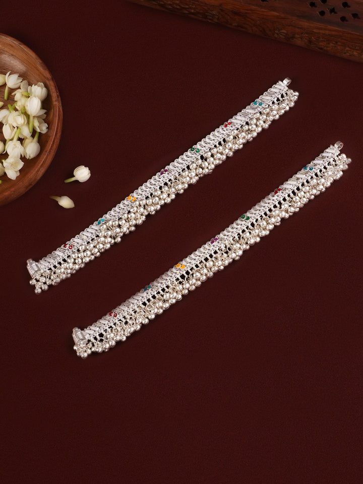 Traditional Simple Bridal Ghungroo Silver Anklet