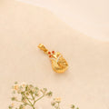 Minimal Red Flower Golden Pendant