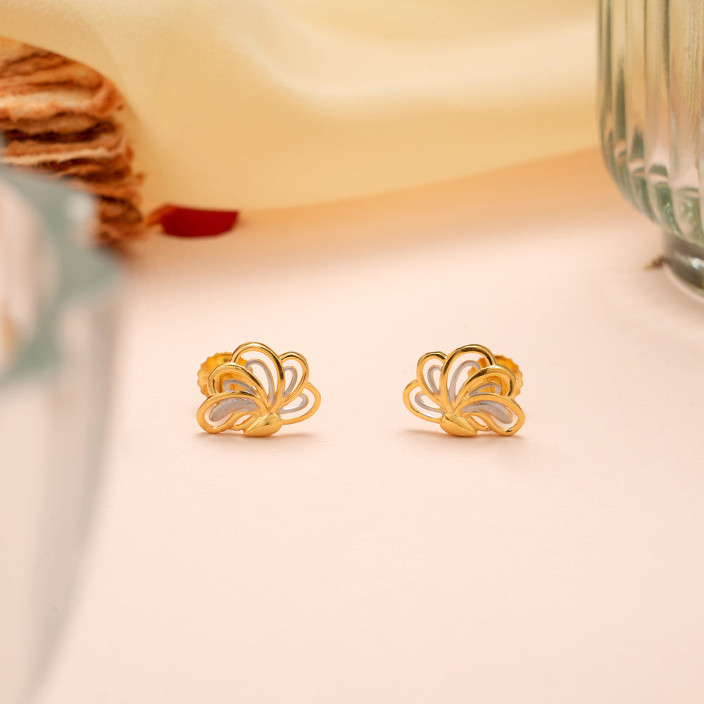 Sophisticated Dual Tone Gold Butterfly Stud