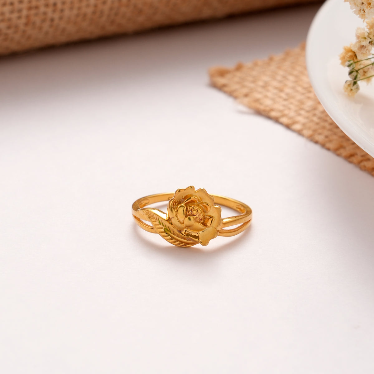 Blooming Rose Flower Golden Ring