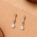 Tear Drop Shape Crystal Silver Koppu
