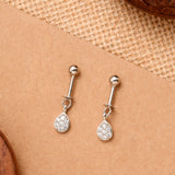 Tear Drop Shape Crystal Silver Koppu