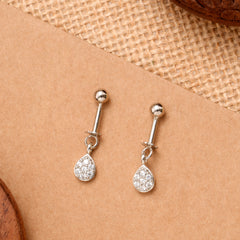 Tear Drop Shape Crystal Silver Koppu