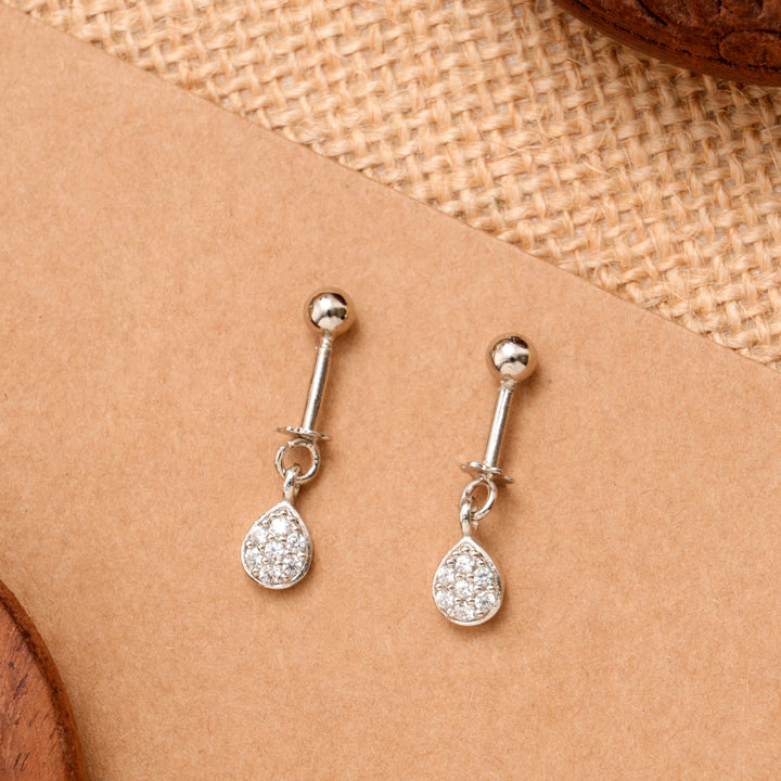 Tear Drop Shape Crystal Silver Koppu