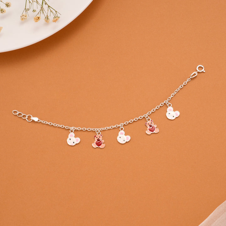 Teddy Bear and Mouse Silver Baby Bracelet