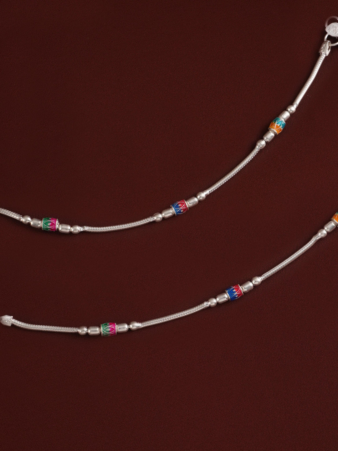 Oxidized Bombay Ball Type Silver Anklet