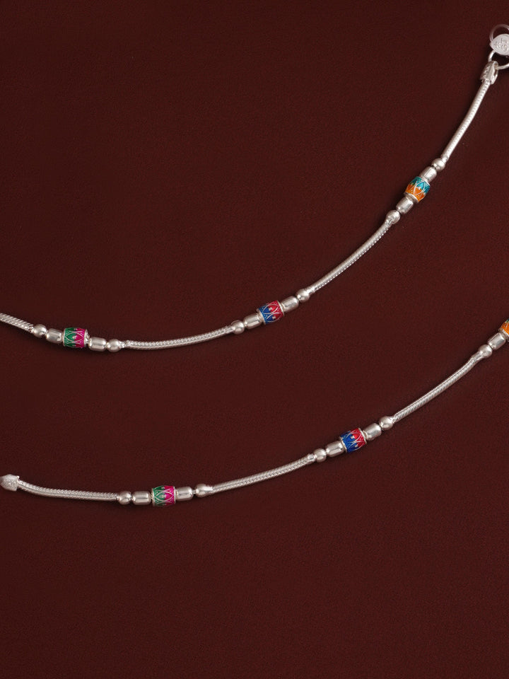 Oxidized Bombay Ball Type Silver Anklet