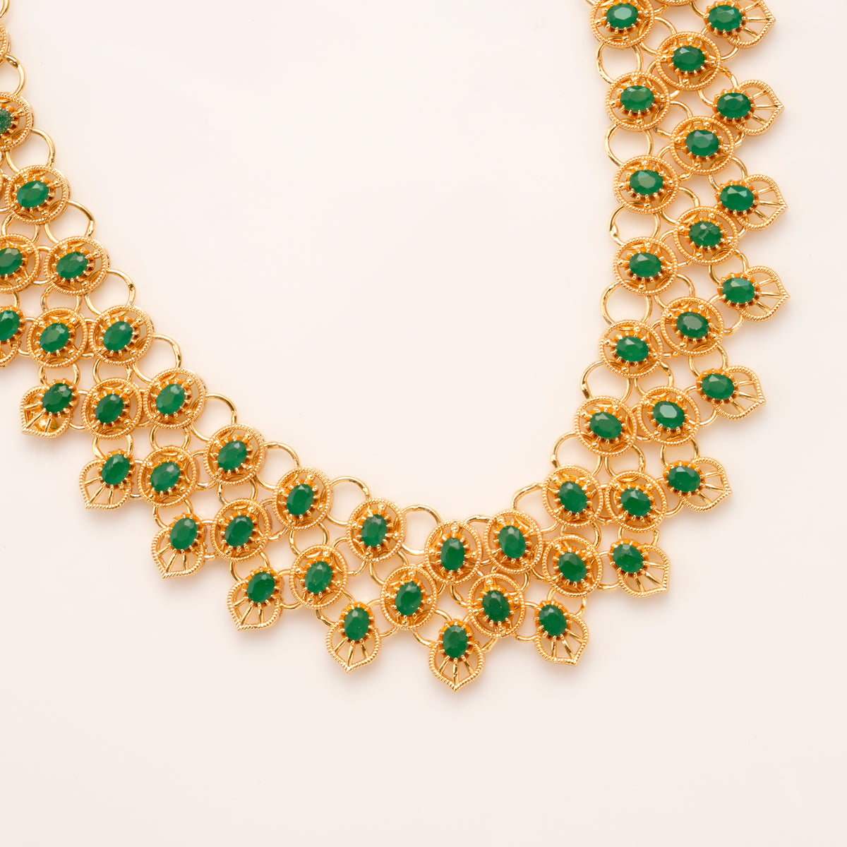 Emerald Bloom Bridal Golden Silver Necklace