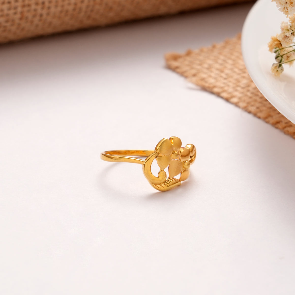 Whimsical Floral Golden Ring
