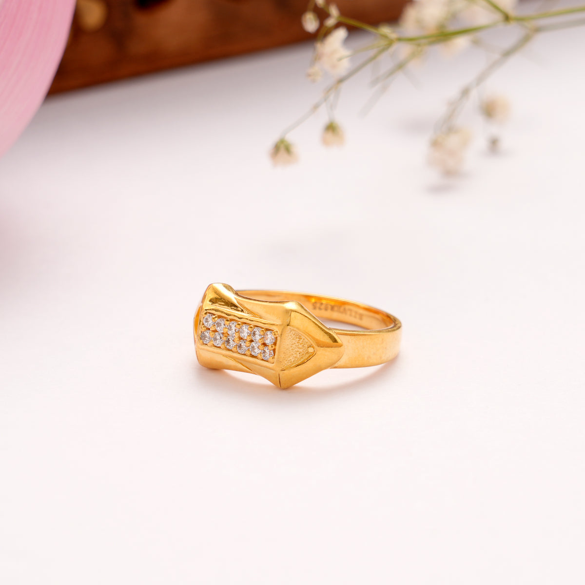 Regal Rectangular Casting Golden Ring