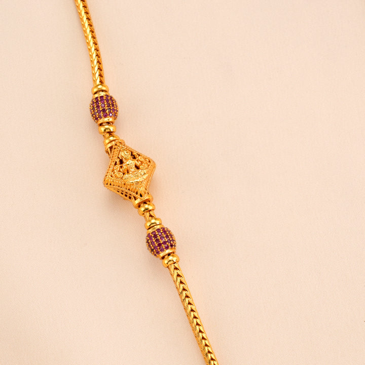 Ruby Beads Golden Lakshmi Mugappu Chain