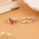 Radiant Red Four Leaf Floral Silver Toe Ring