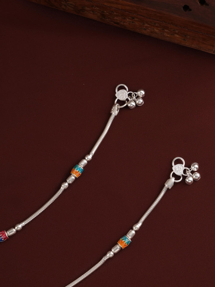 Oxidized Bombay Ball Type Silver Anklet