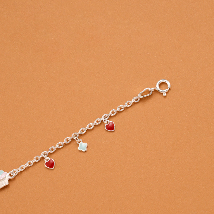 Ice Cream Cup Cake Charm Silver Baby Bracelet