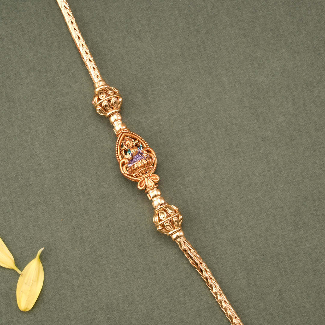 Leaf Design Goddess Lakshmi Mugappu Chain