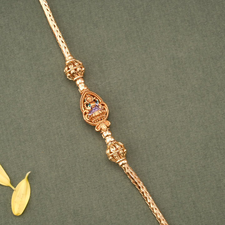 Leaf Design Goddess Lakshmi Mugappu Chain