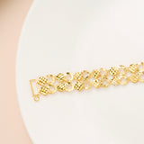 Mesh Design Oval Shape Gold Bracelet for Women