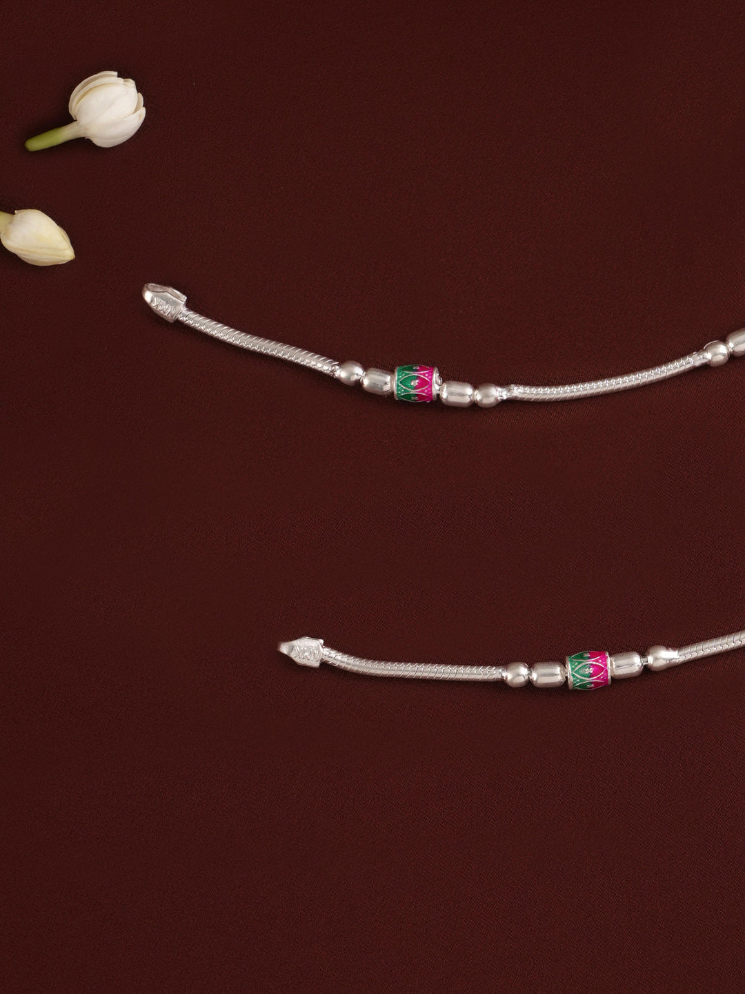 Oxidized Bombay Ball Type Silver Anklet