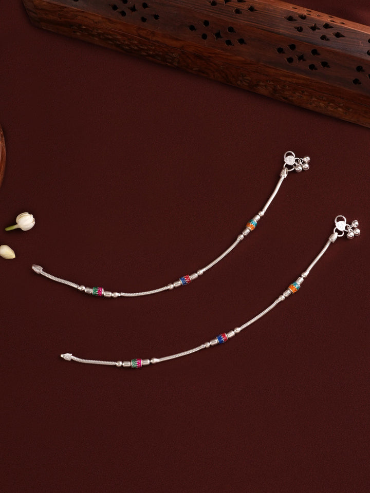 Oxidized Bombay Ball Type Silver Anklet