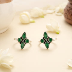 Green Marquise Elegance Silver Toe Ring